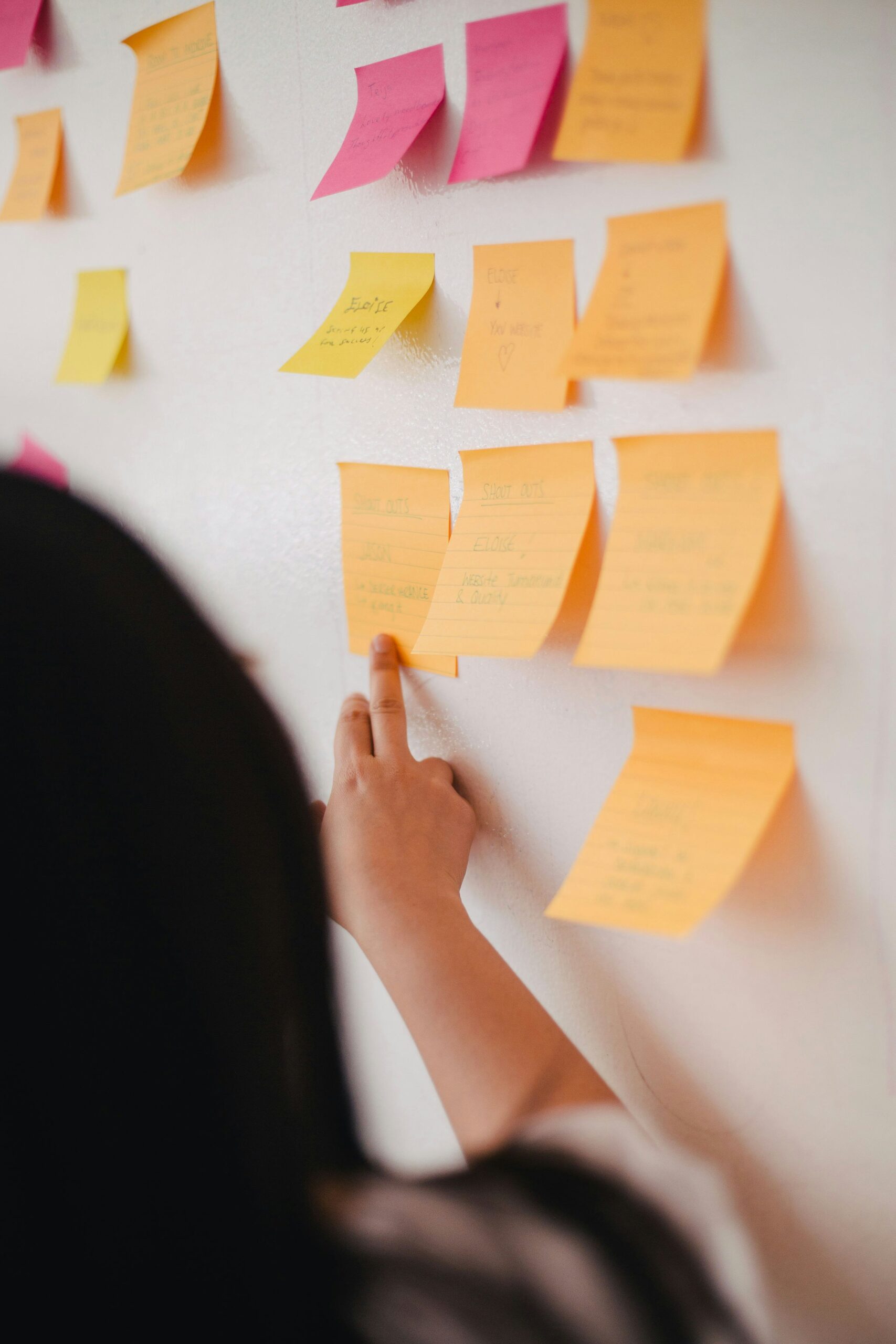 Image of Post It notes on white board for blog post