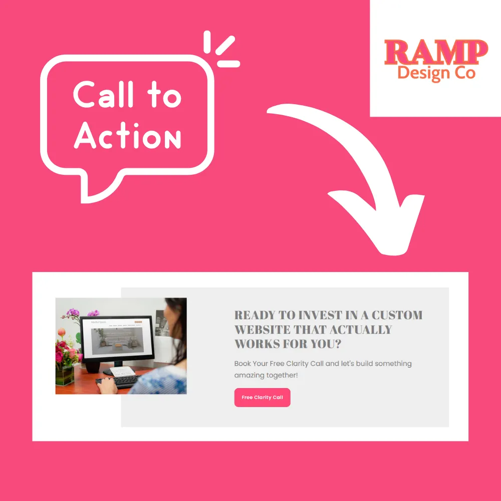 call to action example for homepage content for small business website design