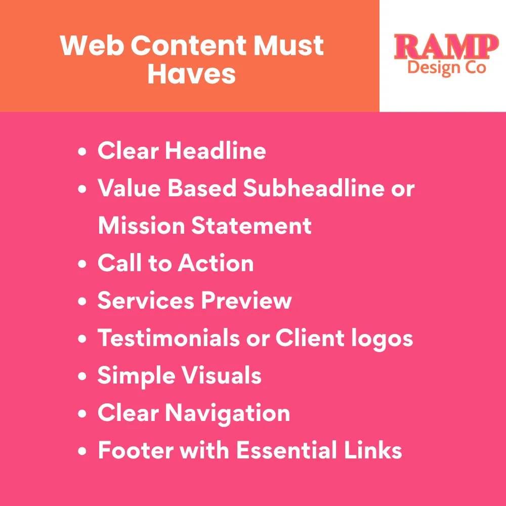 List of Web Content Musthaves | Ramp Design Co.